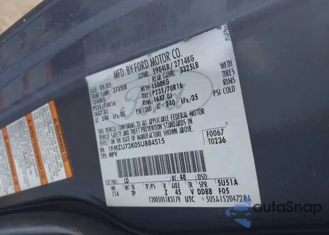 2005 Ford Explorer Xlt/Xlt Sport из США, поврежденный, VIN 1FMZU73K05UB84515